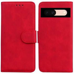 For Google Pixel 8a Skin Feel Pure Color Flip Leather Phone Case(Red)