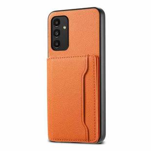 For Samsung Galaxy A13 5G Calf Texture Card Bag Design Full Coverage Phone Case(Orange)