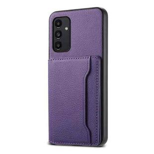 For Samsung Galaxy A13 5G Calf Texture Card Bag Design Full Coverage Phone Case(Purple)