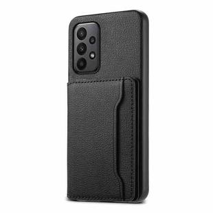 For Samsung Galaxy A23 Calf Texture Card Bag Design Full Coverage Phone Case(Black)