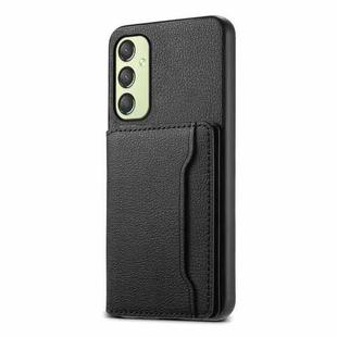 For Samsung Galaxy A25 Calf Texture Card Bag Design Full Coverage Phone Case(Black)