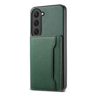 For Samsung Galaxy S23 5G Calf Texture Card Bag Design Full Coverage Phone Case(Green)