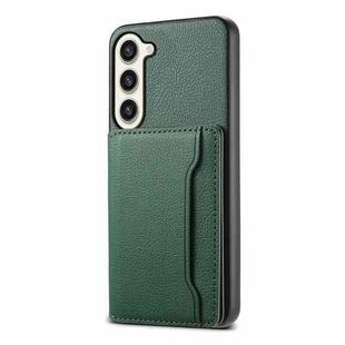 For Samsung Galaxy S23+ 5G Calf Texture Card Bag Design Full Coverage Phone Case(Green)