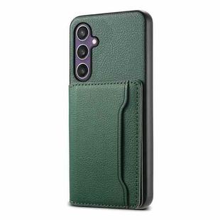 For Samsung Galaxy S24+ 5G Calf Texture Card Bag Design Full Coverage Phone Case(Green)