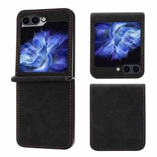 For Samsung Galaxy Z Flip5 5G DF-05 Business Solid Color Magnetic RFID Anti-theft Phone Case(Black)