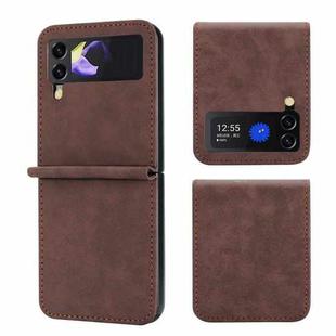 For Samsung Galaxy Z Flip4 5G DF-05 Business Solid Color Magnetic RFID Anti-theft Phone Case(Brown)