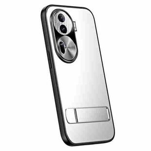 For OPPO Reno11 Global R-JUST RJ-61 Electroplating Frosted TPU + PC Phone Case with Holder(Silver)