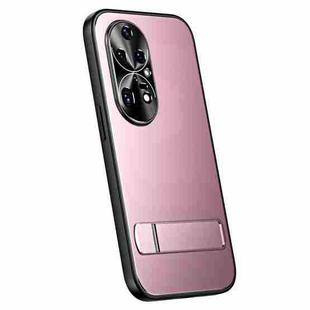 For Huawei P50 R-JUST RJ-61 Electroplating Frosted TPU + PC Phone Case with Holder(Pink)