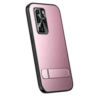 For Huawei P40 Pro R-JUST RJ-61 Electroplating Frosted TPU + PC Phone Case with Holder(Pink)