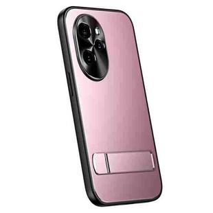 For Honor 100 Pro R-JUST RJ-61 Electroplating Frosted TPU + PC Phone Case with Holder(Pink)