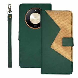 For Honor X9b idewei Two-color Splicing Leather Phone Case(Green)