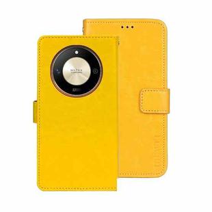 For Honor X9b idewei Crazy Horse Texture Leather Phone Case with Holder(Yellow)