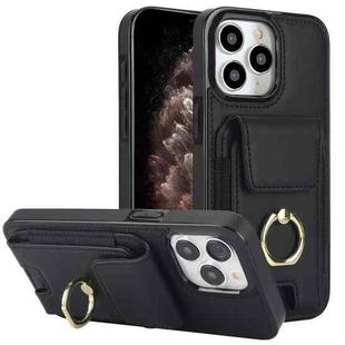For iPhone 11 Pro Elastic Card Bag Ring Holder Phone Case(Black)