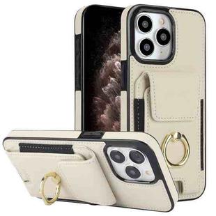 For iPhone 11 Pro Max Elastic Card Bag Ring Holder Phone Case(White)