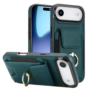 For iPhone 17 Air Elastic Card Bag Ring Holder Phone Case(Dark Green)