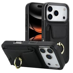 For iPhone 17 Pro Max Elastic Card Bag Ring Holder Phone Case(Black)