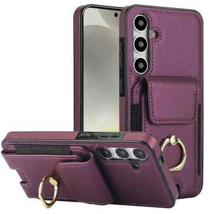 For Samsung Galaxy S24+ 5G Elastic Card Bag Ring Holder Phone Case(Purple)