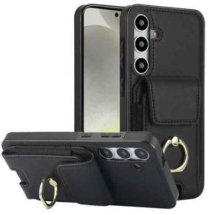 For Samsung Galaxy S24+ 5G Elastic Card Bag Ring Holder Phone Case(Black)