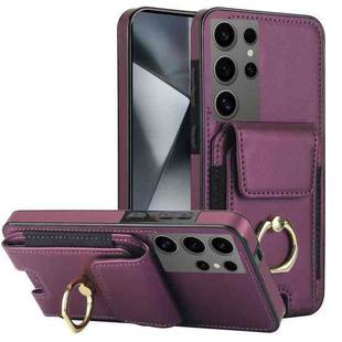 For Samsung Galaxy S24 Ultra 5G Elastic Card Bag Ring Holder Phone Case(Purple)