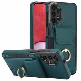 For Samsung Galaxy A13 5G / 4G Elastic Card Bag Ring Holder Phone Case(Dark Green)