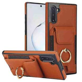 For Samsung Galaxy Note10 Elastic Card Bag Ring Holder Phone Case(Brown)