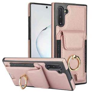 For Samsung Galaxy Note10 Elastic Card Bag Ring Holder Phone Case(Rose Gold)