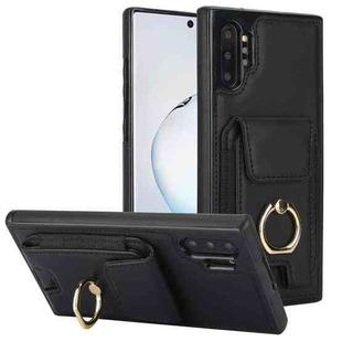 For Samsung Galaxy Note10+ Elastic Card Bag Ring Holder Phone Case(Black)