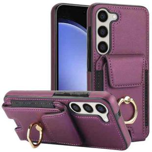 For Samsung Galaxy S23+ 5G Elastic Card Bag Ring Holder Phone Case(Purple)