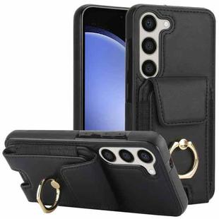 For Samsung Galaxy S23 5G Elastic Card Bag Ring Holder Phone Case(Black)
