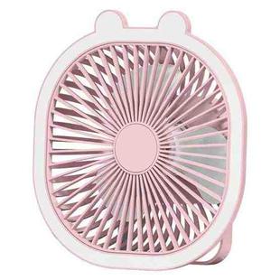 2 in 1 Portable Desktop Electric Fan Hanging Small Fan with LED Light(Pink)