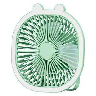 2 in 1 Portable Desktop Electric Fan Hanging Small Fan with LED Light(Green)