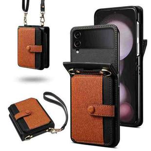 For Samsung Galaxy Z Flip3 Crossbody Color Matching Folding Phone Case(Brown)
