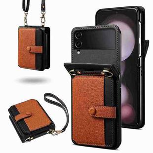 For Samsung Galaxy Z Flip4 Crossbody Color Matching Folding Phone Case(Brown)