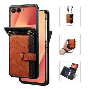 For Samsung Galaxy Z Flip7 5G Crossbody Color Matching Folding Phone Case(Brown)