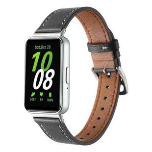 For Samsung Galaxy Fit 3 Sewing Thread Genuine Leather Watch Band(Coffee)