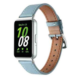For Samsung Galaxy Fit 3 Sewing Thread Genuine Leather Watch Band(Sky Blue)