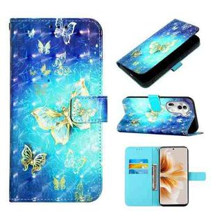 For OPPO Reno11 Pro 5G Global 3D Painting Horizontal Flip Leather Phone Case(Golden Butterfly)