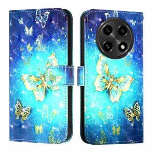 For OPPO A2 Pro 5G  / A3 Pro 5G 3D Painting Horizontal Flip Leather Phone Case(Golden Butterfly)