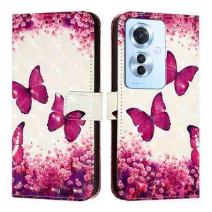 For OPPO F25 Pro 5G India 3D Painting Horizontal Flip Leather Phone Case(Rose Butterfly)
