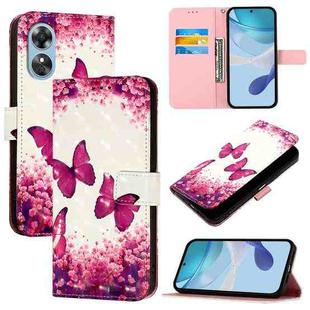 For OPPO A17 4G Global / A17k 3D Painting Horizontal Flip Leather Phone Case(Rose Butterfly)