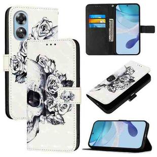 For OPPO A17 4G Global / A17k 3D Painting Horizontal Flip Leather Phone Case(Skull)