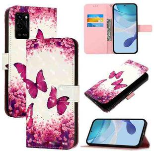 For OPPO A54 4G / A54s / A55 5G / A16 3D Painting Horizontal Flip Leather Phone Case(Rose Butterfly)