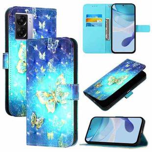 For OPPO A77 5G / A97 5G / Realme V23 3D Painting Horizontal Flip Leather Phone Case(Golden Butterfly)