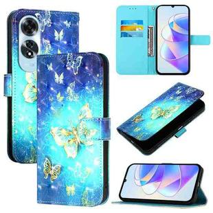 For OPPO A60 4G Global 3D Painting Horizontal Flip Leather Phone Case(Golden Butterfly)