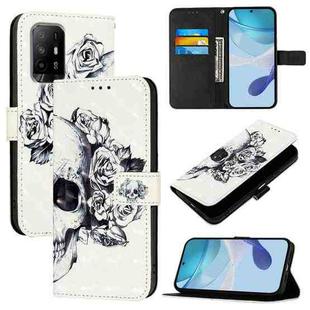 For OPPO A74 4G / F19 / F19s / A95 5G / 4G 3D Painting Horizontal Flip Leather Phone Case(Skull)