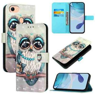 For OPPO F17 / A73 2020 4G Global 3D Painting Horizontal Flip Leather Phone Case(Grey Owl)