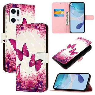 For OPPO Find X5 Pro 3D Painting Horizontal Flip Leather Phone Case(Rose Butterfly)