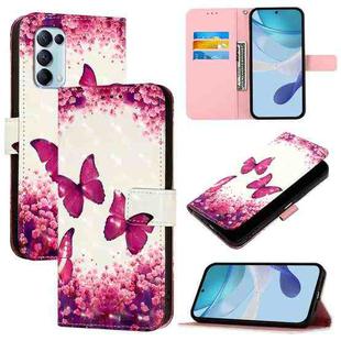 For OPPO Reno5 5G / 4G / Find X3 Lite 3D Painting Horizontal Flip Leather Phone Case(Rose Butterfly)