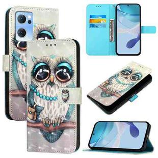 For OPPO Reno7 5G Global / Find X5 Lite 3D Painting Horizontal Flip Leather Phone Case(Grey Owl)