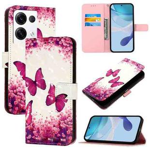 For OPPO Reno8 Pro 5G Global 3D Painting Horizontal Flip Leather Phone Case(Rose Butterfly)